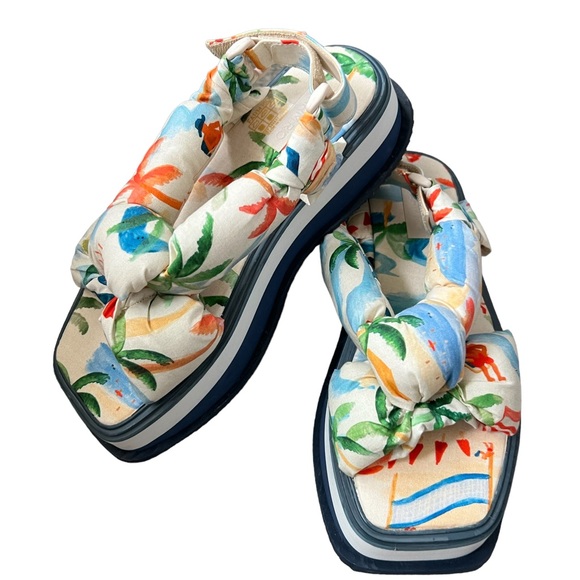 Copacabana Scarf Print Puffy Platform Sandal FARM RIO Size 8 and 9 New - Picture 6 of 15
